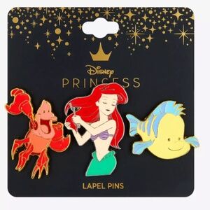 Disney The Little Mermaid Trio Enamel Pin Set Ariel Sebastian Flounder